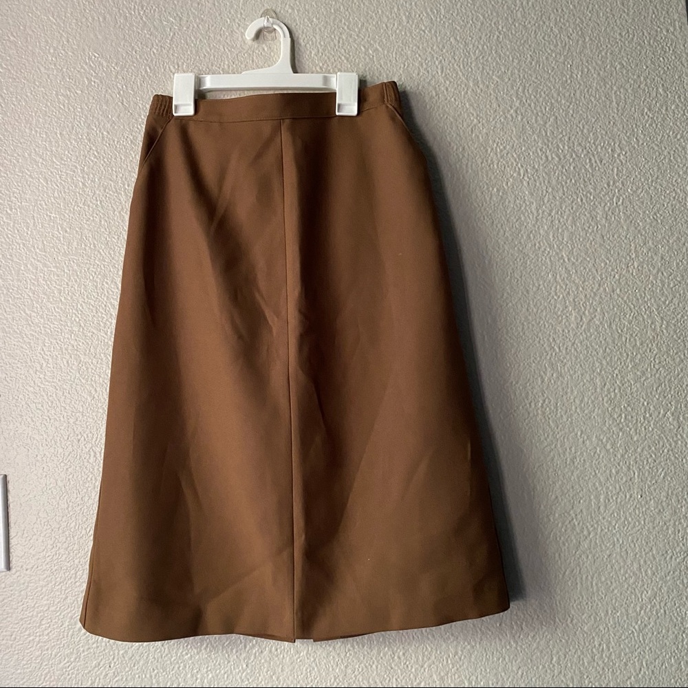 60s Vintage Brown Midi Skirt